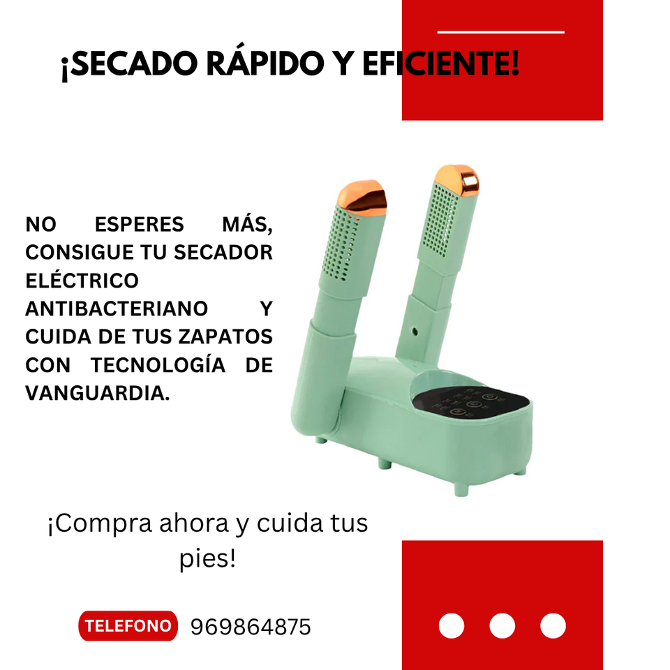 Secador Eléctrico Premium Antibacteriano Para Zapatos Y Zapatillas.